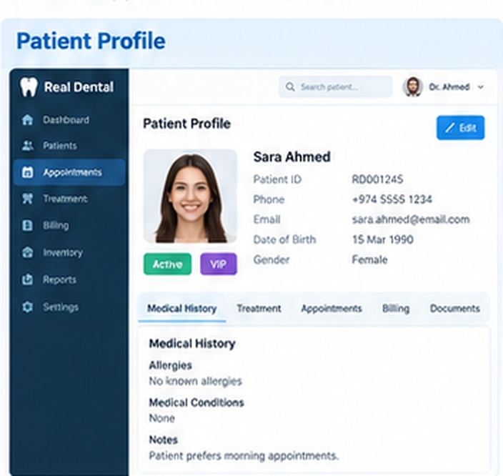 Patient profile screen